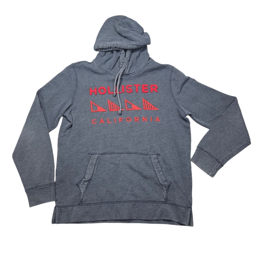 Hollister VTG Y2K California Logo Pullover Hoodie Blue Red Graphic Sz S